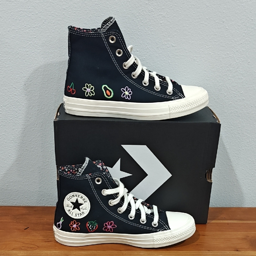 Converse Women's Black Embroidered High-Tops